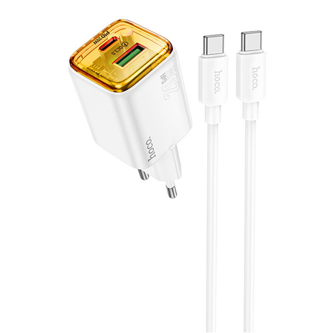 СЗУ Hoco N52 Monsoon PD20W+QC3.0 (1USB-A/1C) + кабель Type-C to Type-C Херсон - зображення 1