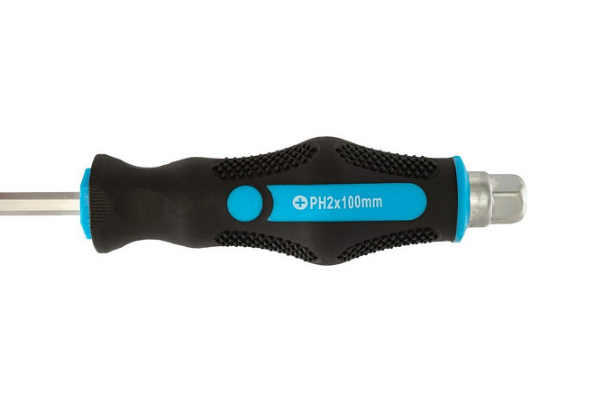 Отвёртка ударная крестовая магнитная MASTERTOOL EXTERNAL HEX PH2х100 мм ручка с TPR покрытием 49-621 Харків - зображення 5