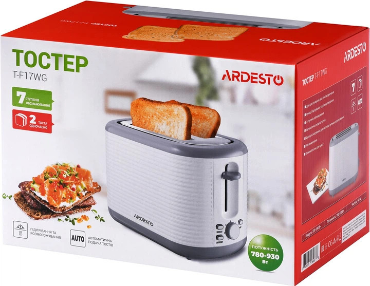 Тостер Ardesto T-F17WG 930 Вт белый Київ - зображення 4