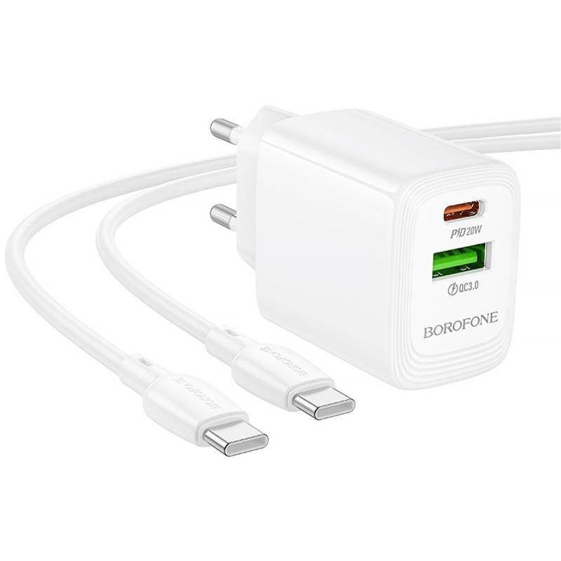 СЗУ Borofone BN27 Fuente PD20W+QC3.0 (1USB-A/1C) + кабель Type-C to Type-C Херсон - изображение 3