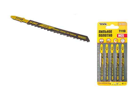 Полотно пильное для лобзика MASTERTOOL T111D 5 шт дерево/пластик быстрый прямой рез 6TPI/100 мм basi Харків