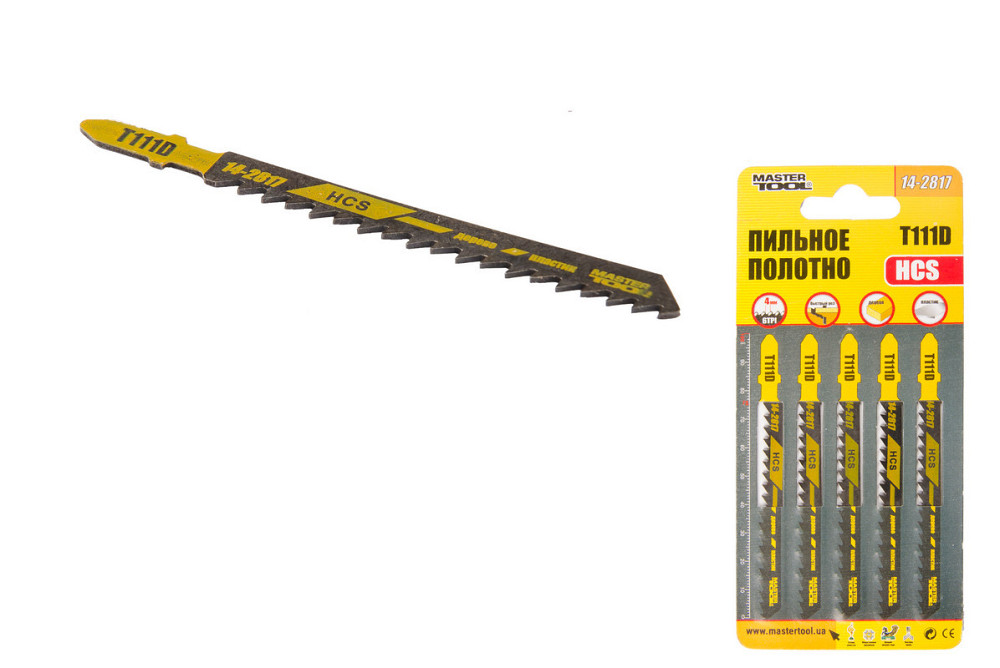 Полотно пильное для лобзика MASTERTOOL T111D 5 шт дерево/пластик быстрый прямой рез 6TPI/100 мм basi Харків - зображення 1