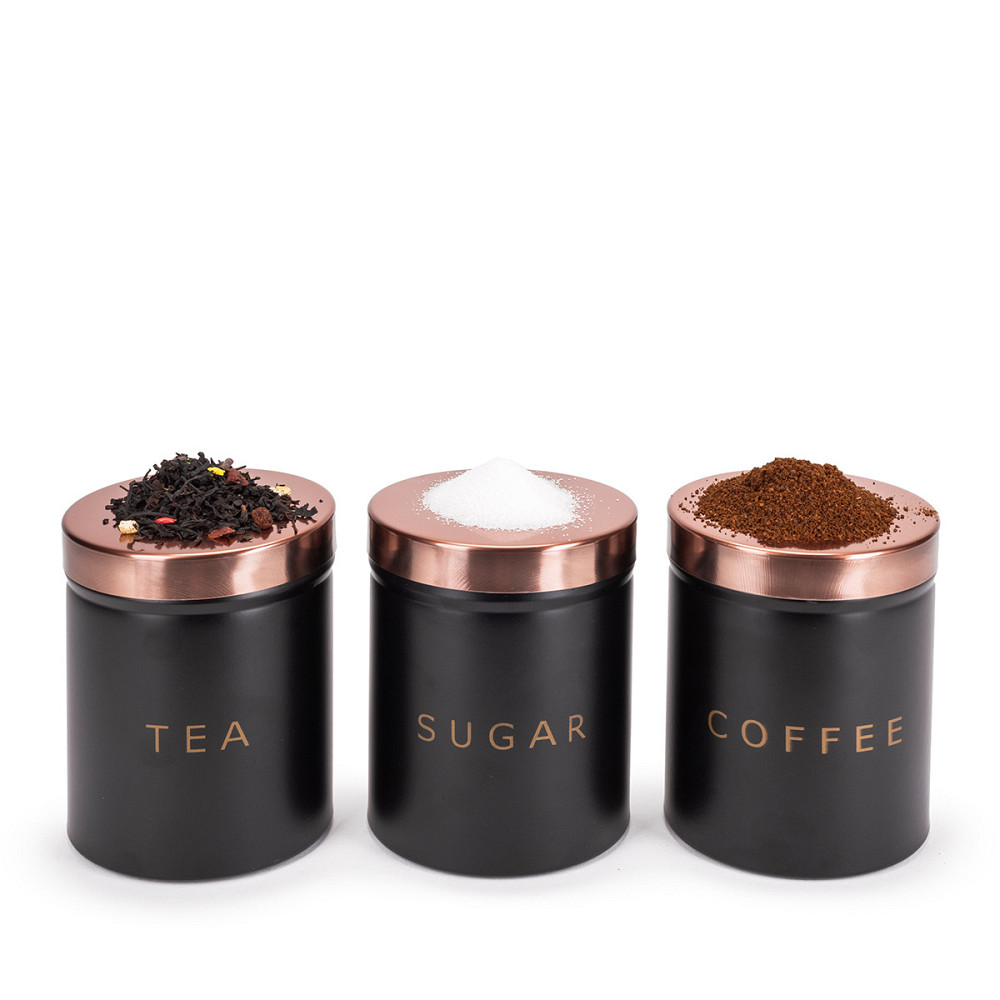Набор ёмкостей Kamille для чая, кофе и сахара 3 шт. чёрные KM1128 Одесса - изображение 2