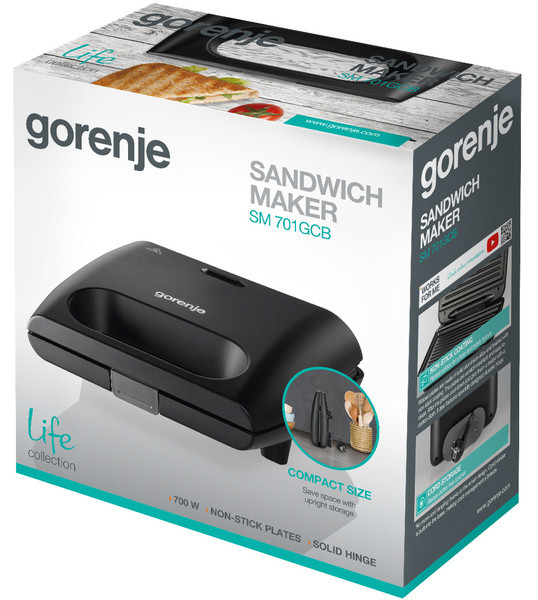 Бутербродница Gorenje SM-701-GСB 700 Вт черная Київ - зображення 7