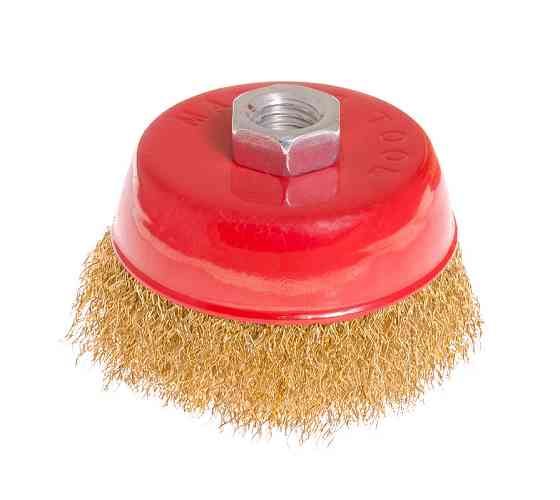 Щетка торцевая MASTERTOOL из латунированной рифленой проволоки Ø 85 мм М14 19-7108 Харків