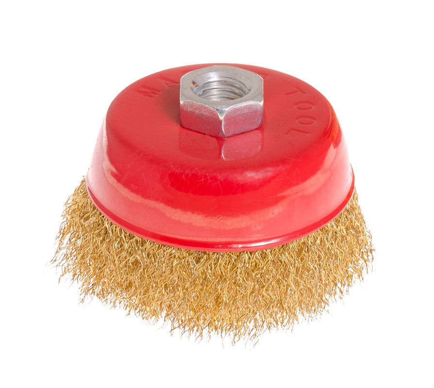 Щетка торцевая MASTERTOOL из латунированной рифленой проволоки Ø 85 мм М14 19-7108 Харків - зображення 1