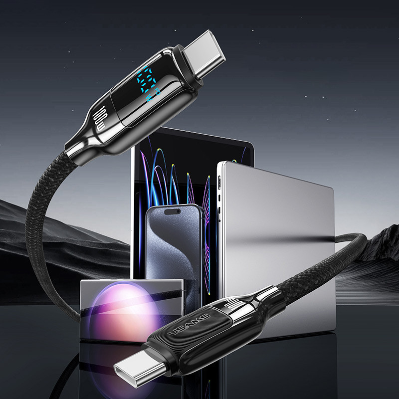 Дата кабель Usams US-SJ742 Digital Display HX Ser. Type-C to Type-C 100W (1.2m) Херсон - зображення 4