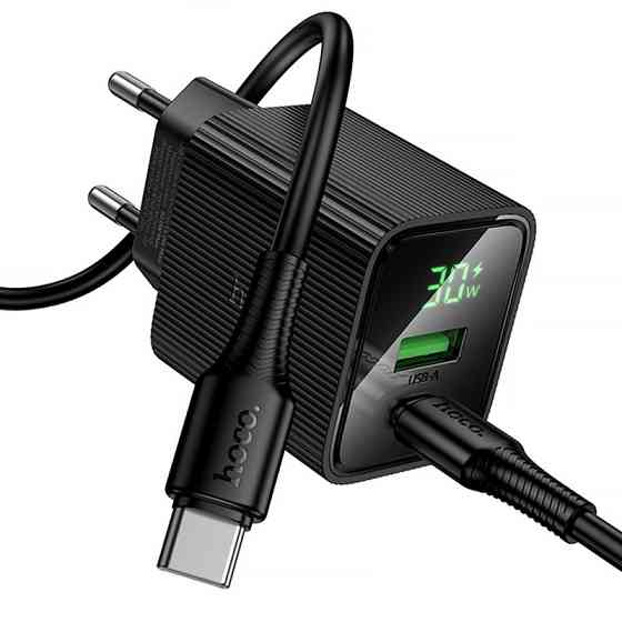 СЗУ Hoco CS84A Excellent with digital display PD30W+QC3.0 (1USB-A/1C) + кабель Type-C to Type-C Херсон