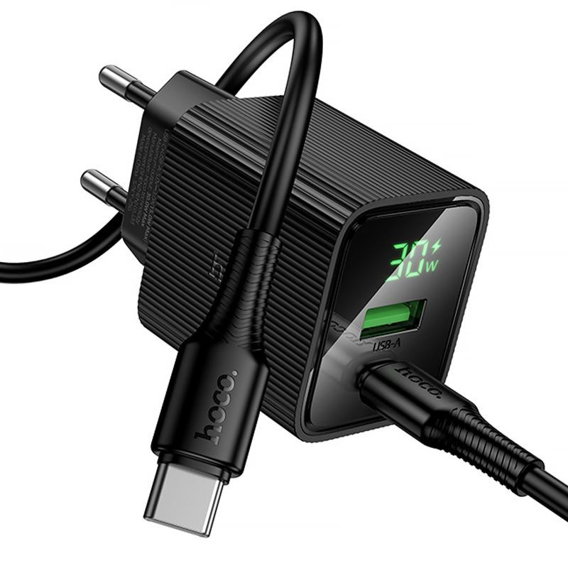 СЗУ Hoco CS84A Excellent with digital display PD30W+QC3.0 (1USB-A/1C) + кабель Type-C to Type-C Херсон - изображение 3