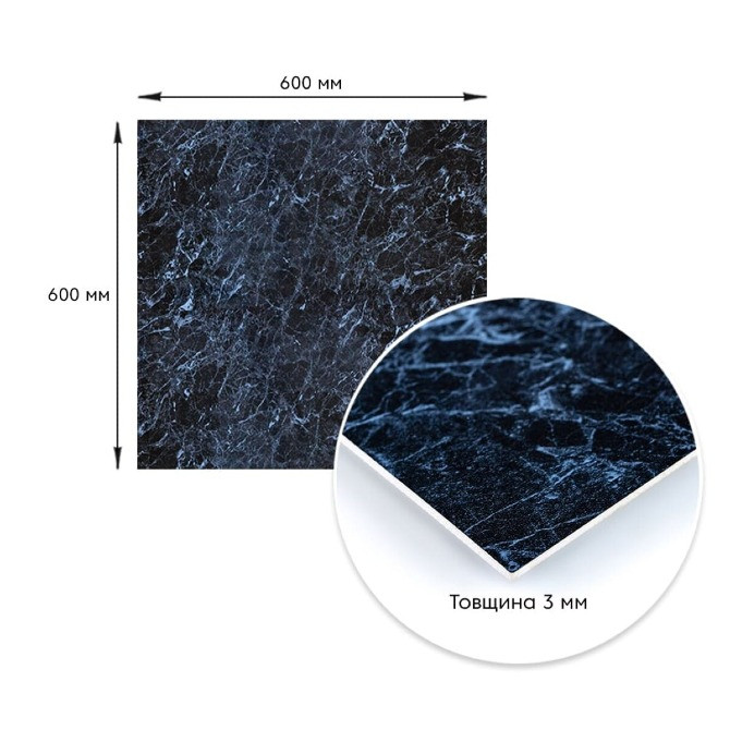 Декоративна ПВХ плита чорний мармур 600*600*3mm (S) SW-00001625 Одесса - изображение 3