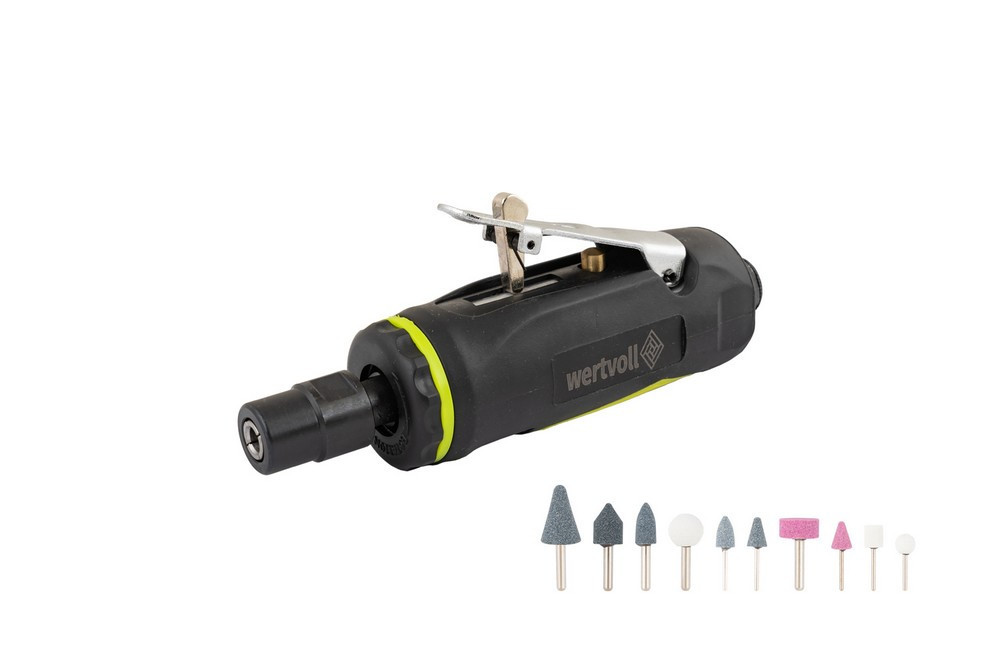 Шлифмашина пневматическая прямая WERTVOLL 1/4" цанговый зажим 6 мм 25000 об/мин 100 л/мин 6.3 bar TP Харьков - изображение 1