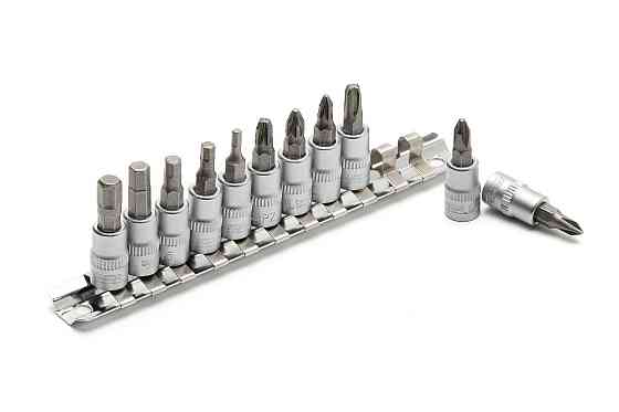 Набор головок торцевых MASTERTOOL ¼" с отверточными насадками PH1-2-3/ PZ1-2-3/ HEX3-4-5-6-7 CrV 11  Харків
