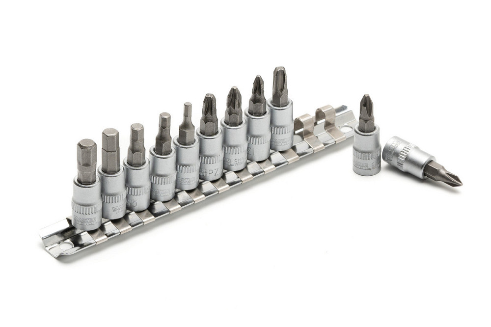 Набор головок торцевых MASTERTOOL ¼" с отверточными насадками PH1-2-3/ PZ1-2-3/ HEX3-4-5-6-7 CrV 11  Харків - зображення 5