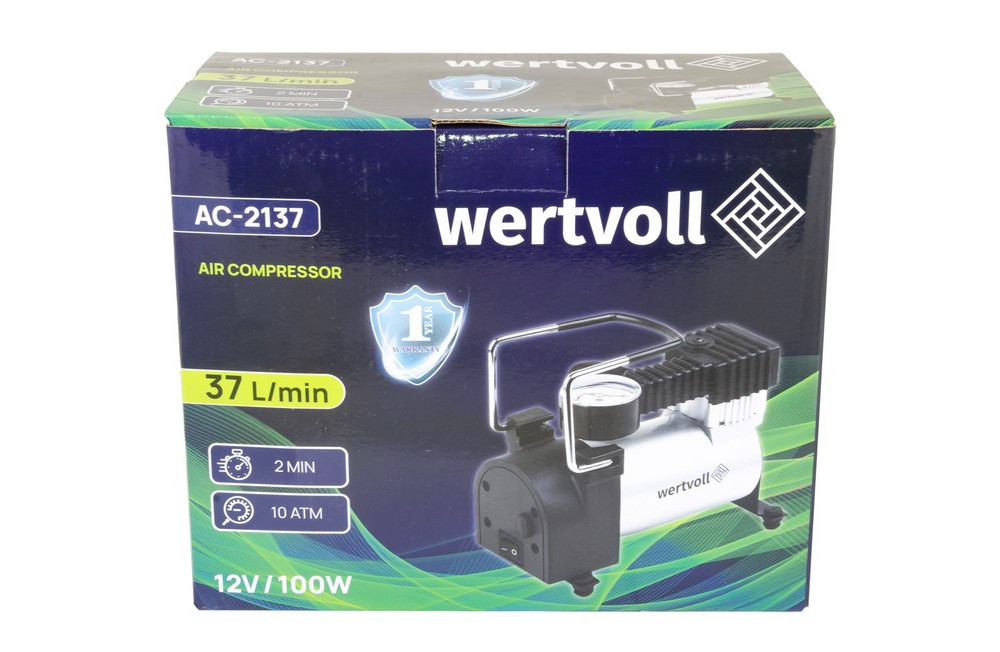 Компрессор автомобильный WERTVOLL 12 V 150 PSI 8 A 100 Вт 37 л/мин сумка AC-2137 Харьков - изображение 7