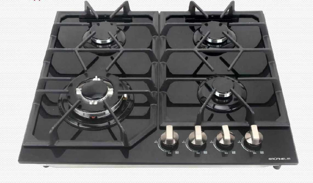 Газовая варочная поверхность Grunhelm GHGW 0434 MB WOK (4 конфорки, стекло, газ контроль, автоподжиг Київ - зображення 8