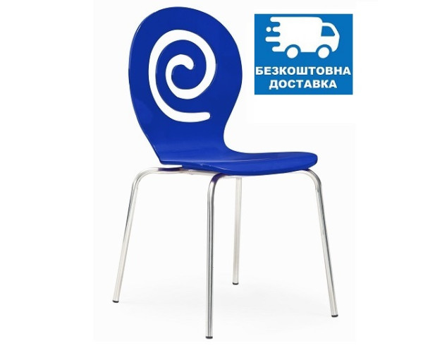 Стілець Лев дерев'яний блакитний Дніпро - зображення 1