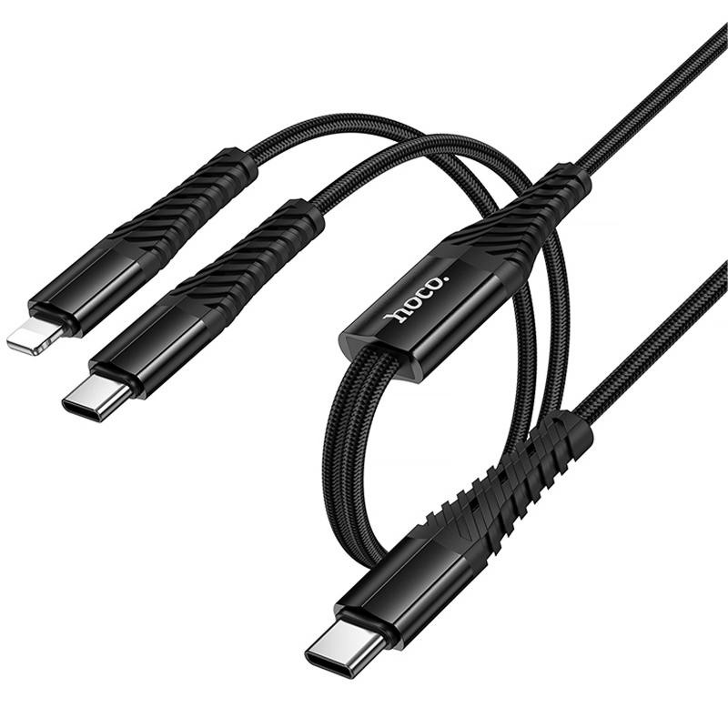 Дата кабель Hoco X123 Victory 2in1 Type-C to Lightning/Type-C 3A (1m) Херсон - изображение 1