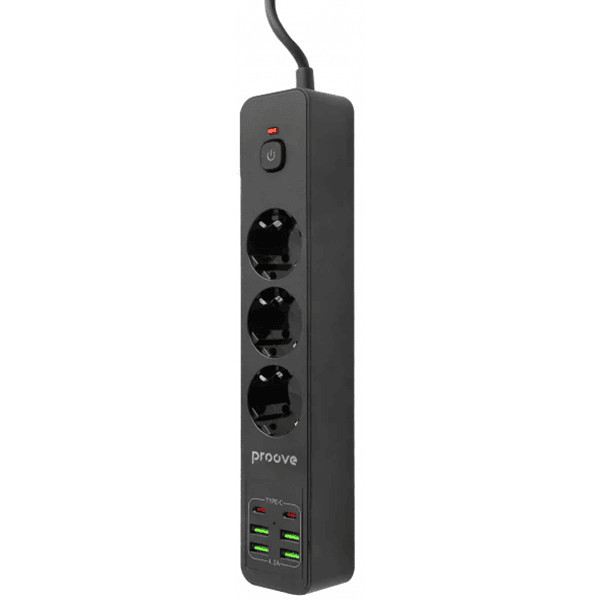 Фільтр живлення Proove Power Strip P-03 (3 розетки + 4 USB + 2 Type-C) 2m Black (PSP342420001) Харків - зображення 2