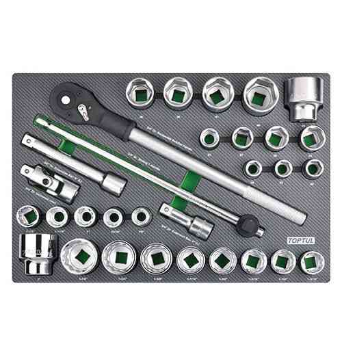 Набор головок с трещоткой в ложементе (метр.+дюйм) 3/4" 31ед. TOPTUL GED3108 Харьков