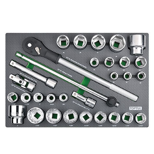 Набор головок с трещоткой в ложементе (метр.+дюйм) 3/4" 31ед. TOPTUL GED3108 Харьков - изображение 1