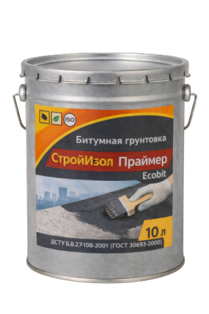 Битумная грунтовка ведро 10,0 л СтройИзол Праймер ЭКОБИТ ДСТУ Б В.2.7-108-2001 ( ГОСТ 30693-2000) Дніпро