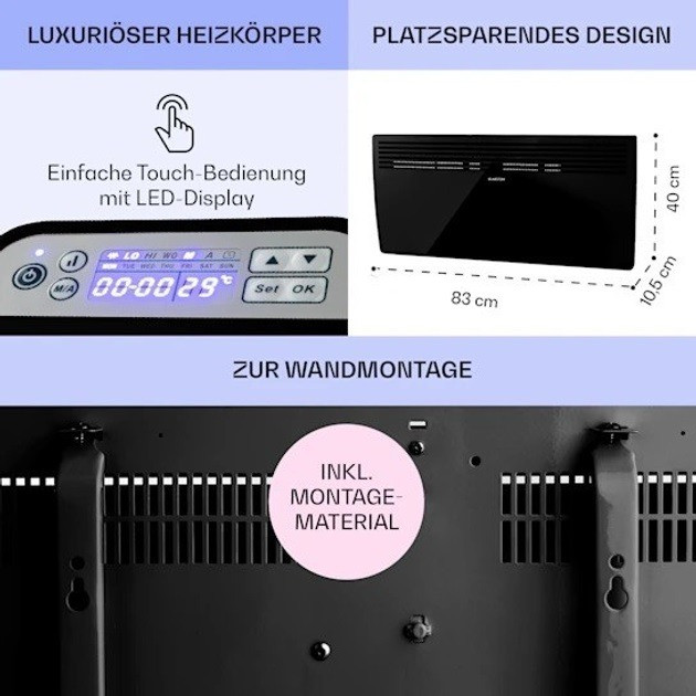 Конвекторний обігрівач Klarstein Hot Spot Slimcurve 2000/1000W з таймером Косов - изображение 4