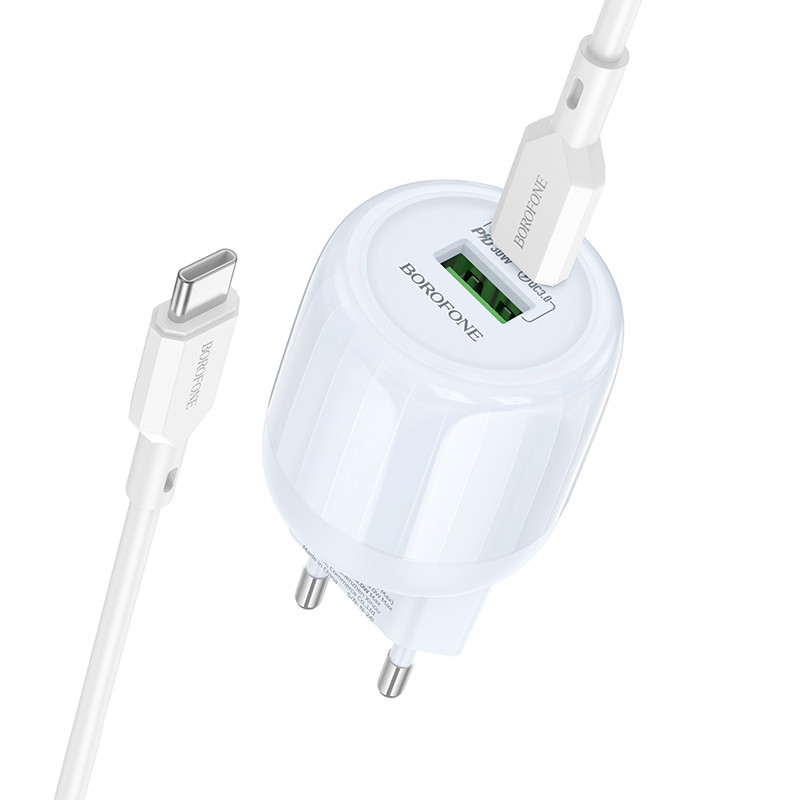 СЗУ Borofone BA94A Lustrous PD30W+QC3.0 (1USB-A/1C) + кабель Type-C to Type-C Херсон - изображение 1