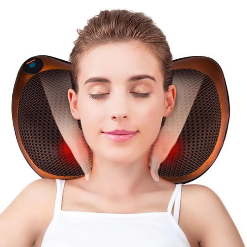 Массажная подушка инфракрасный роликовый массажер для шеи и спины Massage Pillow 19125 коричневая Київ - зображення 2