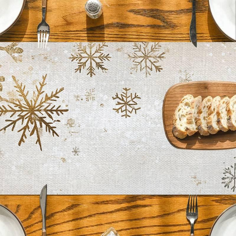 Дорожка новогодняя Снежинки Leeseph 180см беж Mv065 Одесса - изображение 2