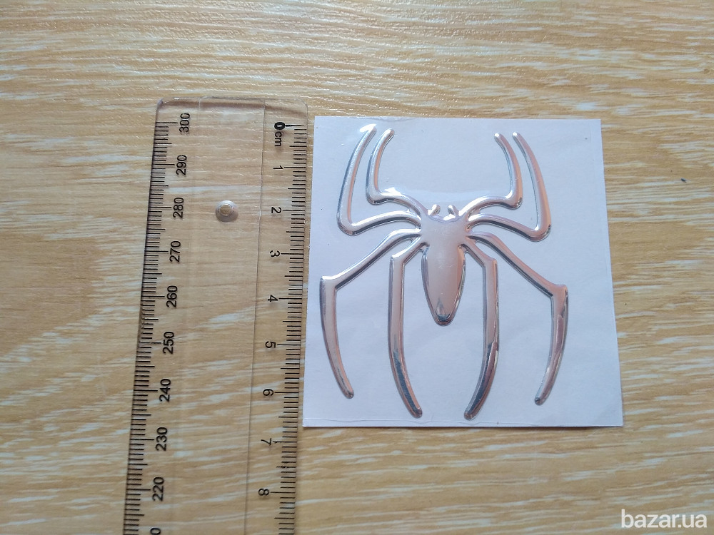 Наклейка на авто ,мото Паук выпуклая Серебро Борисполь - изображение 3