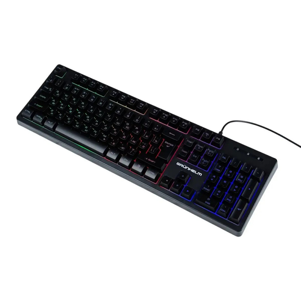 Клавиатура компьютерная проводная игровая Grunhelm KB-610WD 1.5 м черная Київ - зображення 1