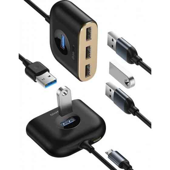 USB HUB Baseus Square round 4 in 1 (USB3.0 to USB3.0+3 USB2.0) 1m Black (CAHUB-AY01) (Код товару:176 Харків
