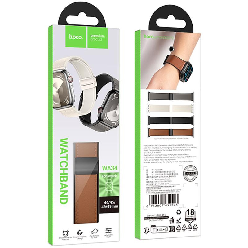 Ремешок Hoco WA34 Basic magnetic buckle silicone leather strap для Apple watch 44/45/46/49mm Херсон - зображення 3