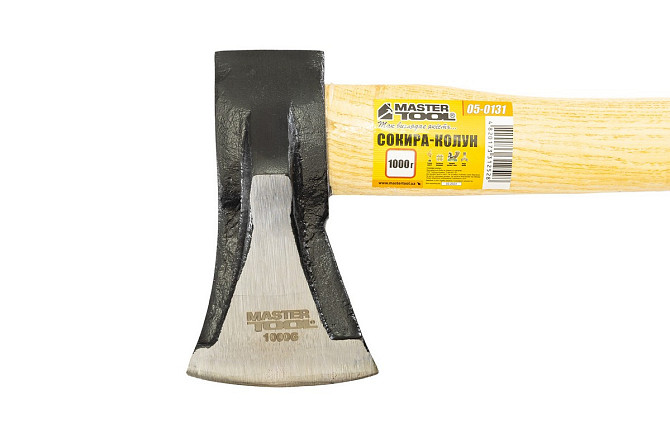 Топор-колун MASTERTOOL 1000 г HRC 50 рукоятка из дерева с полимерной защитой 430 мм 05-0131 Харків - зображення 3