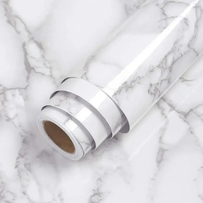 Самоклеюча плівка під мармур для кухні 3м на 60см Декоративна мармурова наклейка на меблі Одеса - зображення 4