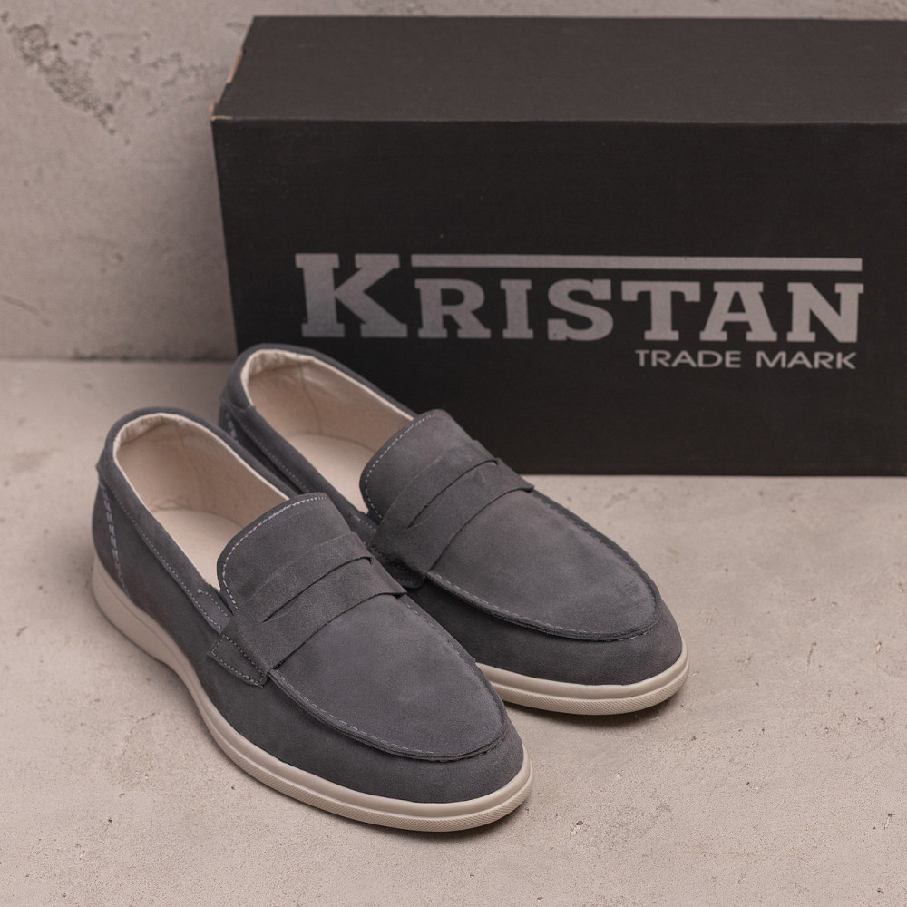 Мужские кожаные лоферы Light gray Київ - зображення 5