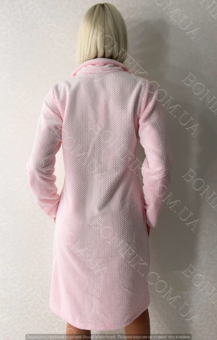 Женский розовый халат из велсофта "Assorty" (90020) (арт. 1634) Кривий Ріг - зображення 4
