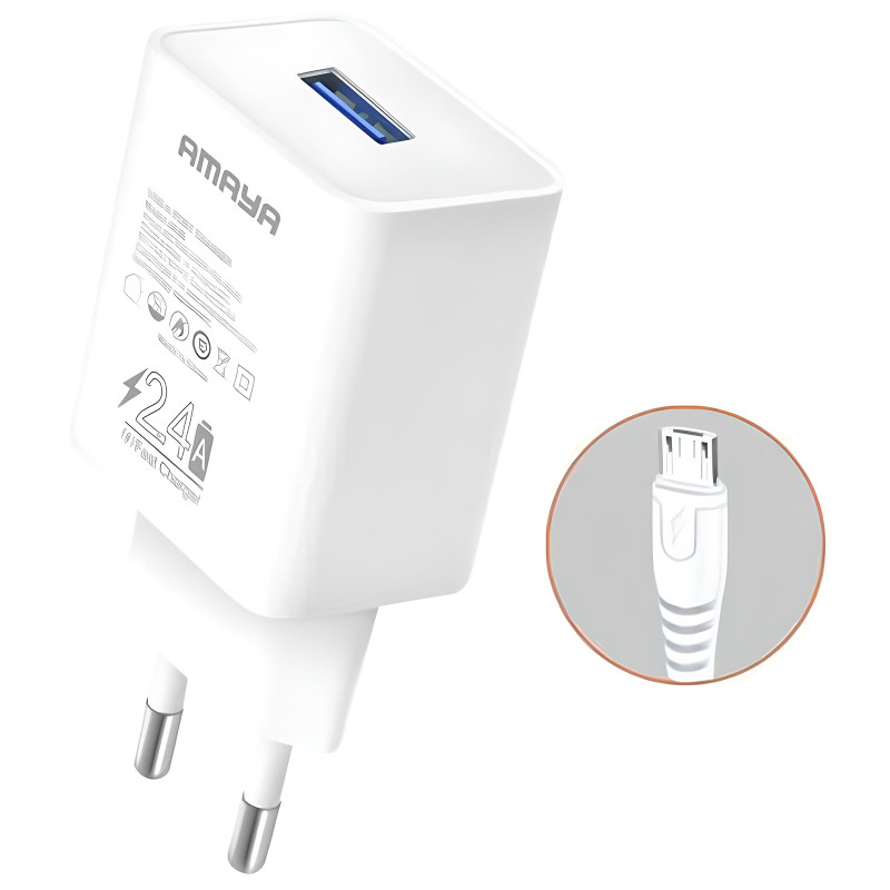 Уценка СЗУ Amaya M3 2.4A (1USB-A) + кабель USB to MicroUSB Херсон - зображення 1