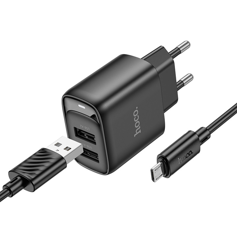 СЗУ Hoco C141A Smart 2.1A (2USB-A) + кабель USB to MicroUSB Херсон - зображення 3