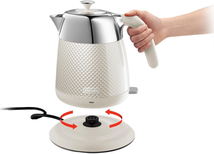 Электрочайник DeLonghi KBL-2001-W 1,6 л бежевый Київ - зображення 2