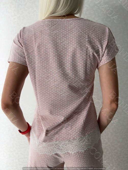 Женская пижама-шорты с кружевом и футболкой "Peachy Pearl" (арт. LPK 2870/11/01) Кривой Рог - изображение 8