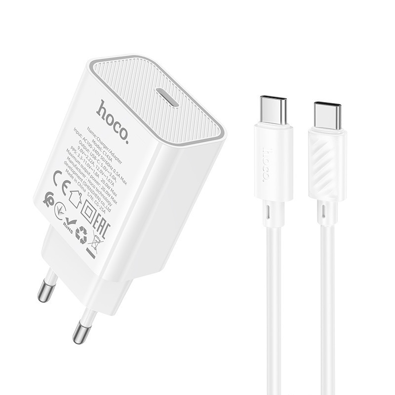 СЗУ Hoco C143A Benefit PD20W (1USB-C) + кабель Type-C to Type-C Херсон - изображение 1