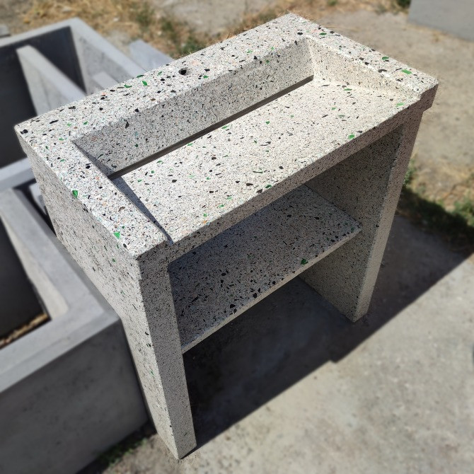 Умывальник из бетона самостоятельно стоящий тумба щелевой Одеса - зображення 2