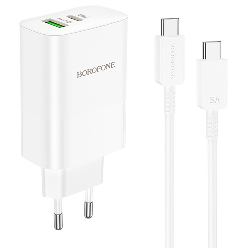 СЗУ Borofone BN10 Sunlight PD65W (1USB-A/1C) + кабель Type-C to Type-C Херсон - изображение 1