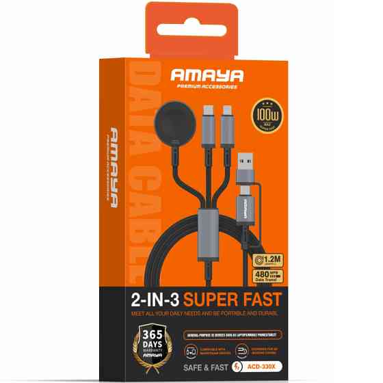Дата кабель Amaya ACD-330X 6in1 Type-C/USB to iWatch/Lightning/Type-C 100W (1.2m) Херсон