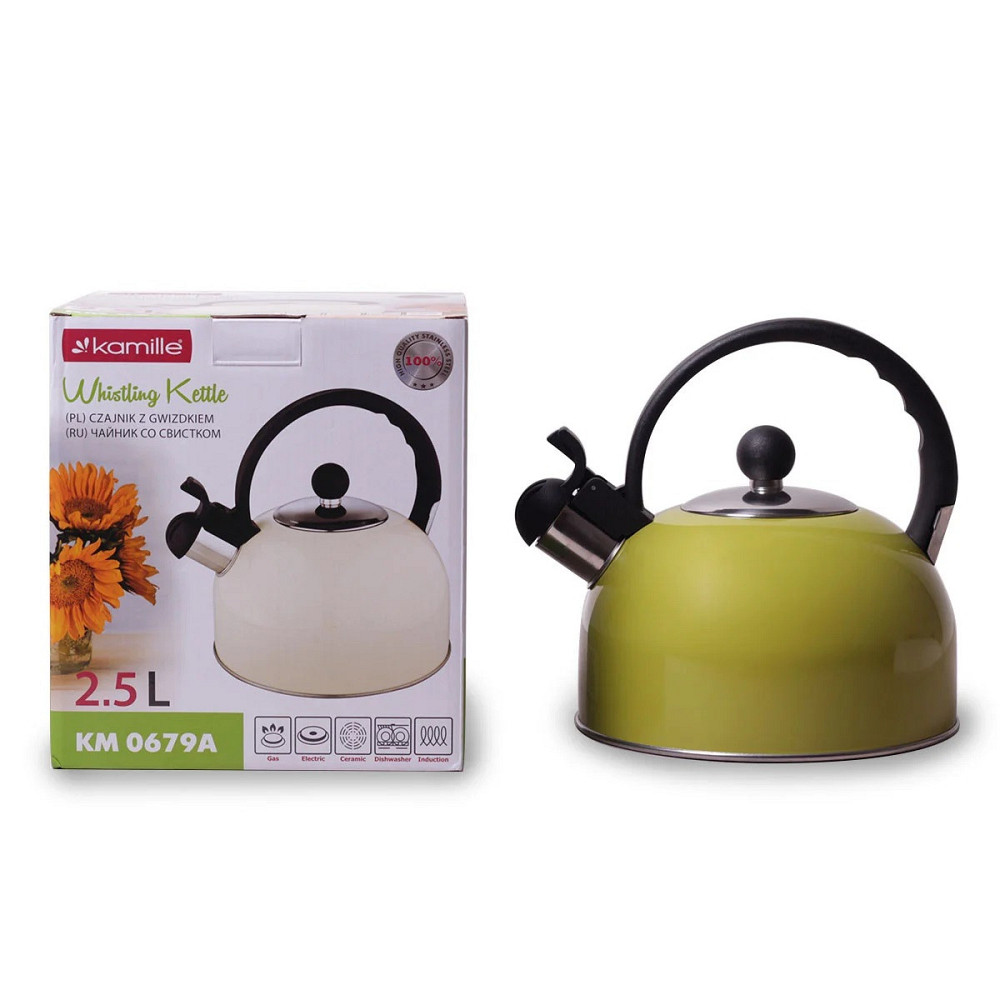 Чайник Kamille со свистком и бакелитовой ручкой 2,5 л Одеса - зображення 5