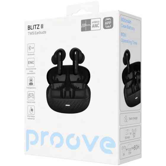 Bluetooth-гарнитура Proove Blitz II TWS with Hybrid ANC (APP) Black Matte (TWBL2001AP19) Харків