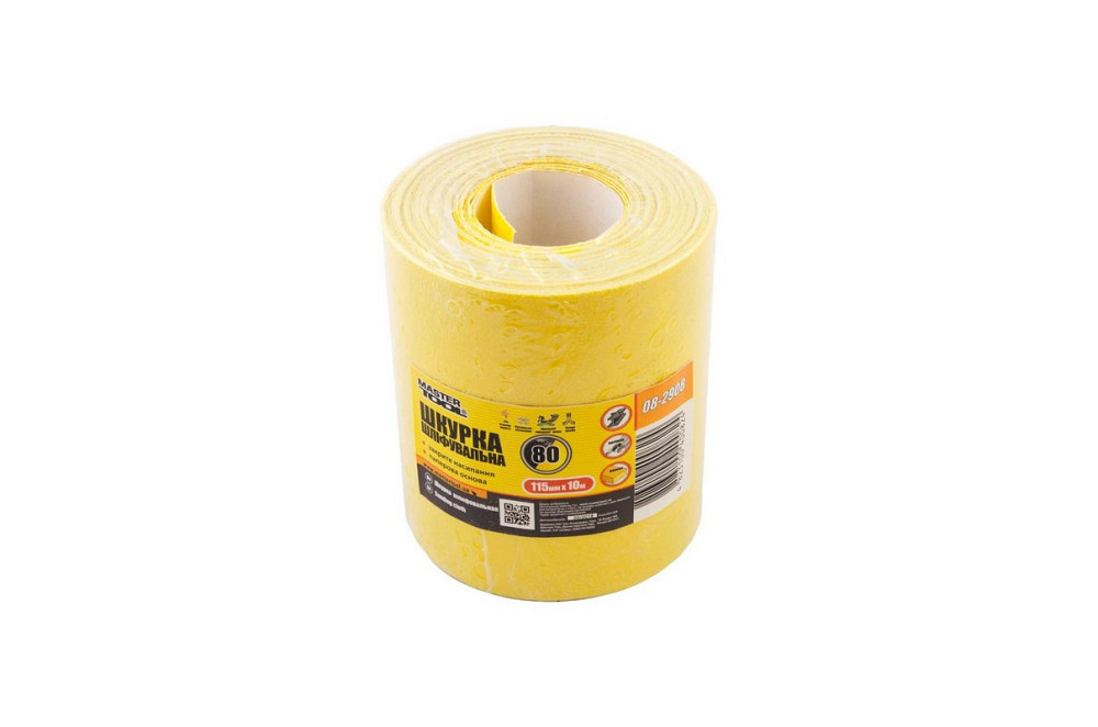 Шкурка шлифовальная MASTERTOOL на бумажной основе Р80 115 мм 10 м 08-2908 Харків - зображення 1