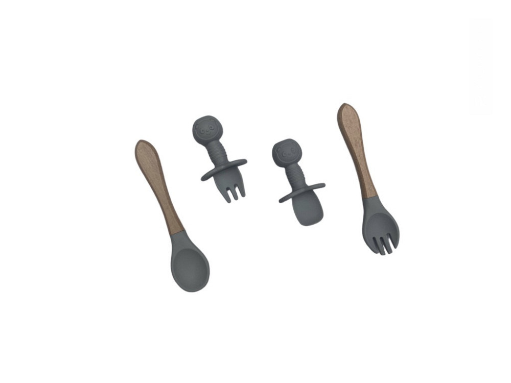 Детский силиконовый набор посуды для кормления серый 12 предметов Киев - изображение 10