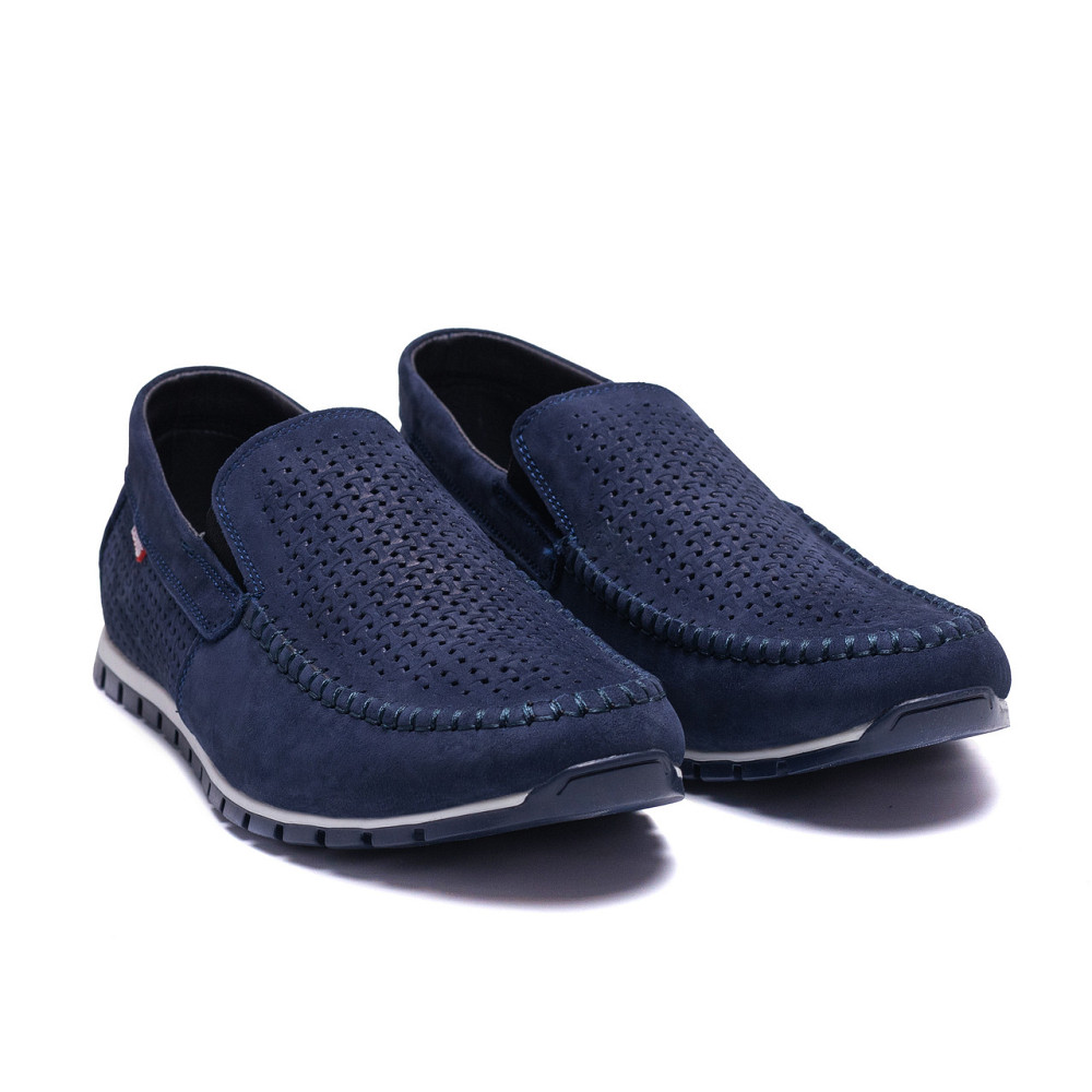 Мужские летние кожаные мокасины  LS перфорация Dark blue Київ - зображення 3